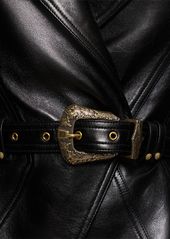 Balmain Belted Leather Jacket W/ Fringe