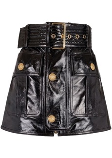 Balmain belted leather miniskirt