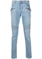 Balmain biker-detail skinny jeans