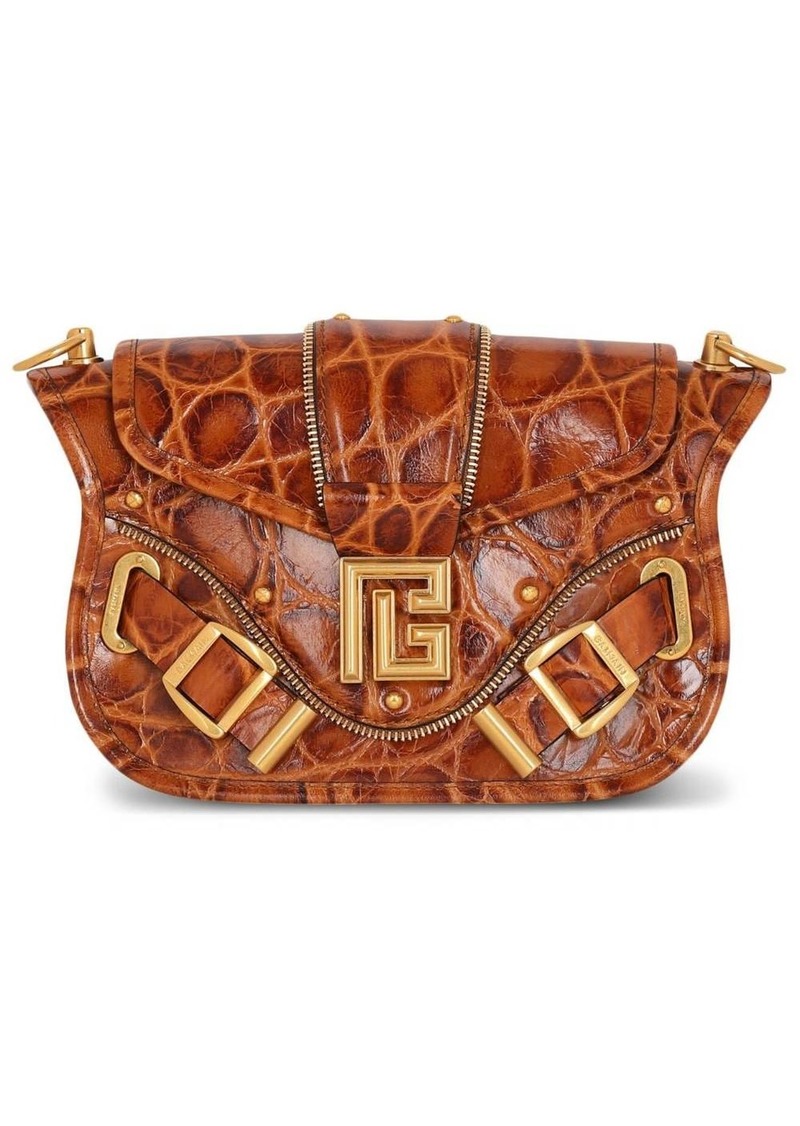 Balmain Blaze crocodile-embossed shoulder bag