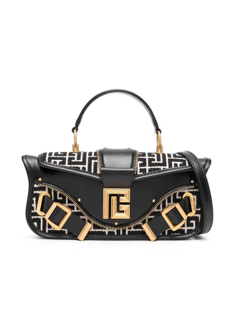 Balmain Blaze monogram-jacquard leather clutch bag