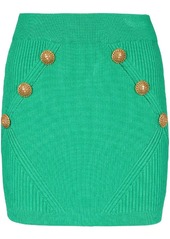 Balmain button-detailed rib-knit skirt