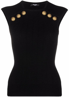 Balmain button-embellished knitted top