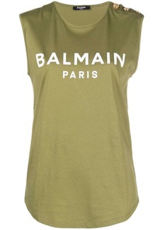 Balmain button-embellished logo tank top