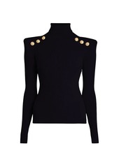 Balmain Button-Embellished Turtleneck Sweater