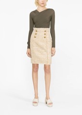 Balmain button-embellished tweed skirt