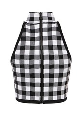 Balmain Check Knit High Neck Cropped Vest