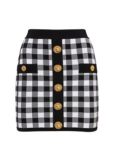 Balmain Check Knit Mini Skirt