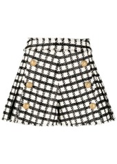 Balmain checked button-embellished tweed shorts