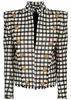 Balmain Checked Wool Blend Jacket