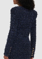 Balmain Collarless Tweed Cropped Jacket