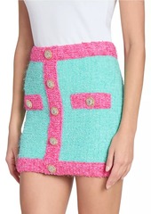 Balmain Colorblocked Bouclé-Knit Miniskirt