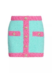 Balmain Colorblocked Bouclé-Knit Miniskirt