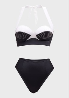 Balmain Contrast Balconette Two-Piece Swimsuit 