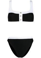 Balmain contrast-trim buttoned bikini set