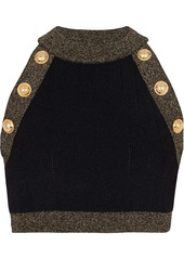 Balmain contrast-trimmed knitted top