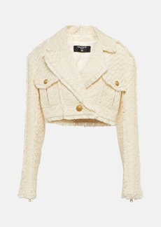 Balmain Cotton-blend tweed cropped jacket