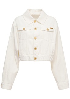 Balmain Cotton Denim Buttoned Crop Jacket