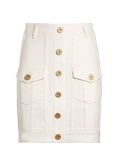 Balmain Cotton Denim Buttoned Mini Skirt