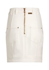 Balmain Cotton Denim Buttoned Mini Skirt