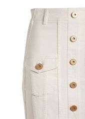 Balmain Cotton Denim Buttoned Mini Skirt