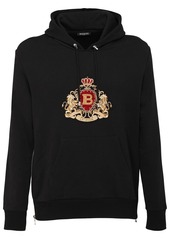 Balmain Cotton Hoodie W/ Embroidered Patch