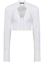 Balmain cropped cotton blouse