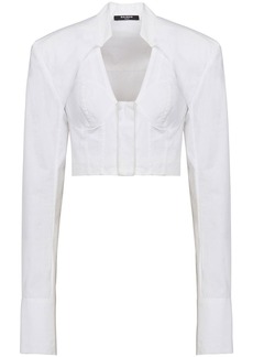 Balmain cropped cotton blouse