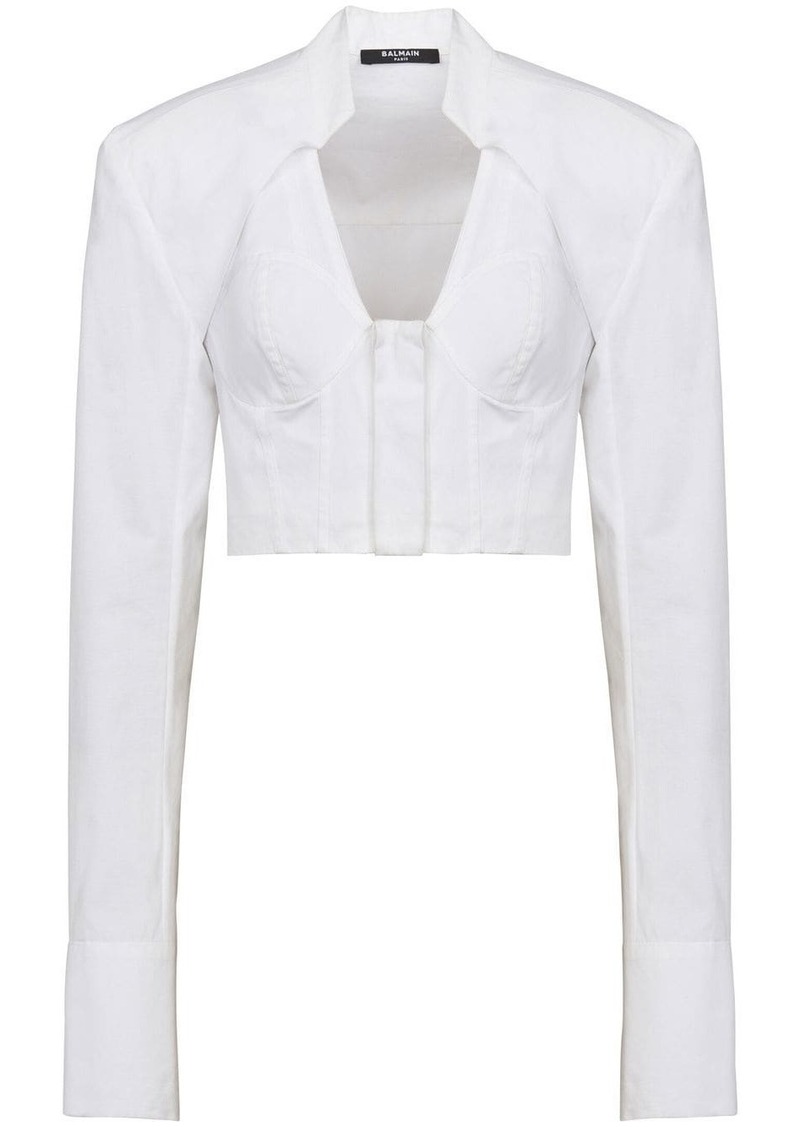 Balmain cropped cotton blouse