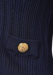 Balmain Cropped Knit Viscose Cardigan