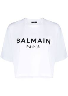 Balmain cropped logo-print T-shirt