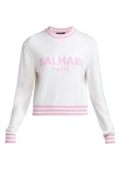 Balmain Cropped Logo Wool-Blend Sweater