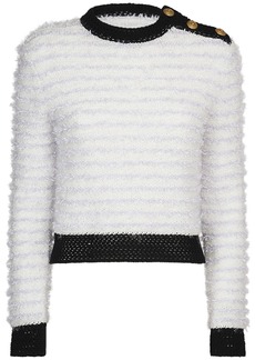 Balmain Cropped Tweed Sweater