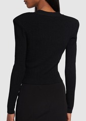 Balmain Cropped Viscose Knit Cardigan