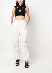 Balmain cut-out ribbed cropped top