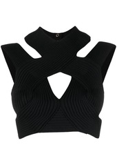 Balmain cut-out ribbed cropped top