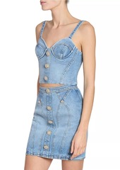 Balmain Denim Bustier Crop Top