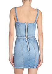 Balmain Denim Bustier Crop Top