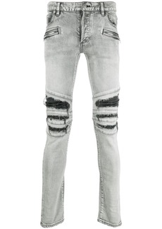 Balmain ripped slim-cut jeans