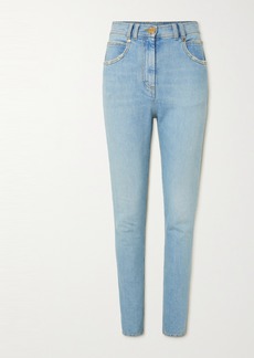 Balmain Distressed High-rise Tapered Jeans