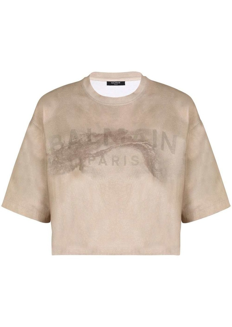 Balmain distressed logo-print T-shirt