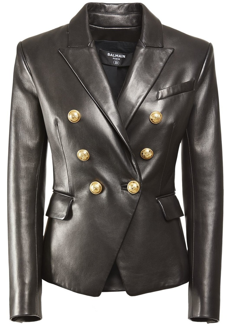 Balmain Double Breasted Leather Jacket