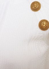 Balmain Embellished Knit Crop Top
