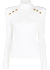 Balmain embossed button-detail ribbed jumper