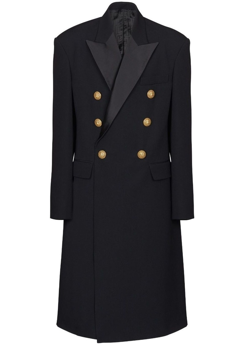Balmain embossed-button double-breasted coat