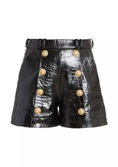 Balmain Embossed Leather Shorts