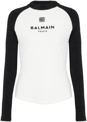 Balmain embroidered-logo knitted top