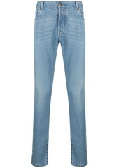 Balmain embroidered-monogram slim-fit jeans