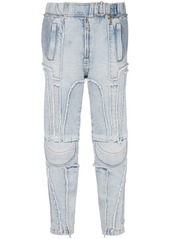 Balmain exposed-hem panelled jeans