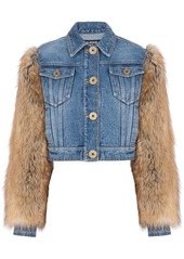 Balmain faux fur sleeve denim jacket